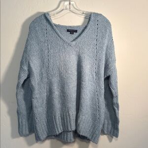 American Eagle hooded sweater v neck light blue women’s S
